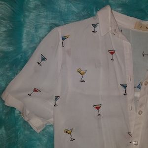martini print button up